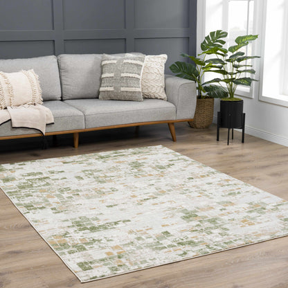 Liveri Green Mosaic Rug, green and cream mosaic pattern living room rug by Boutique Rugs on Tampa Home & Garden Store