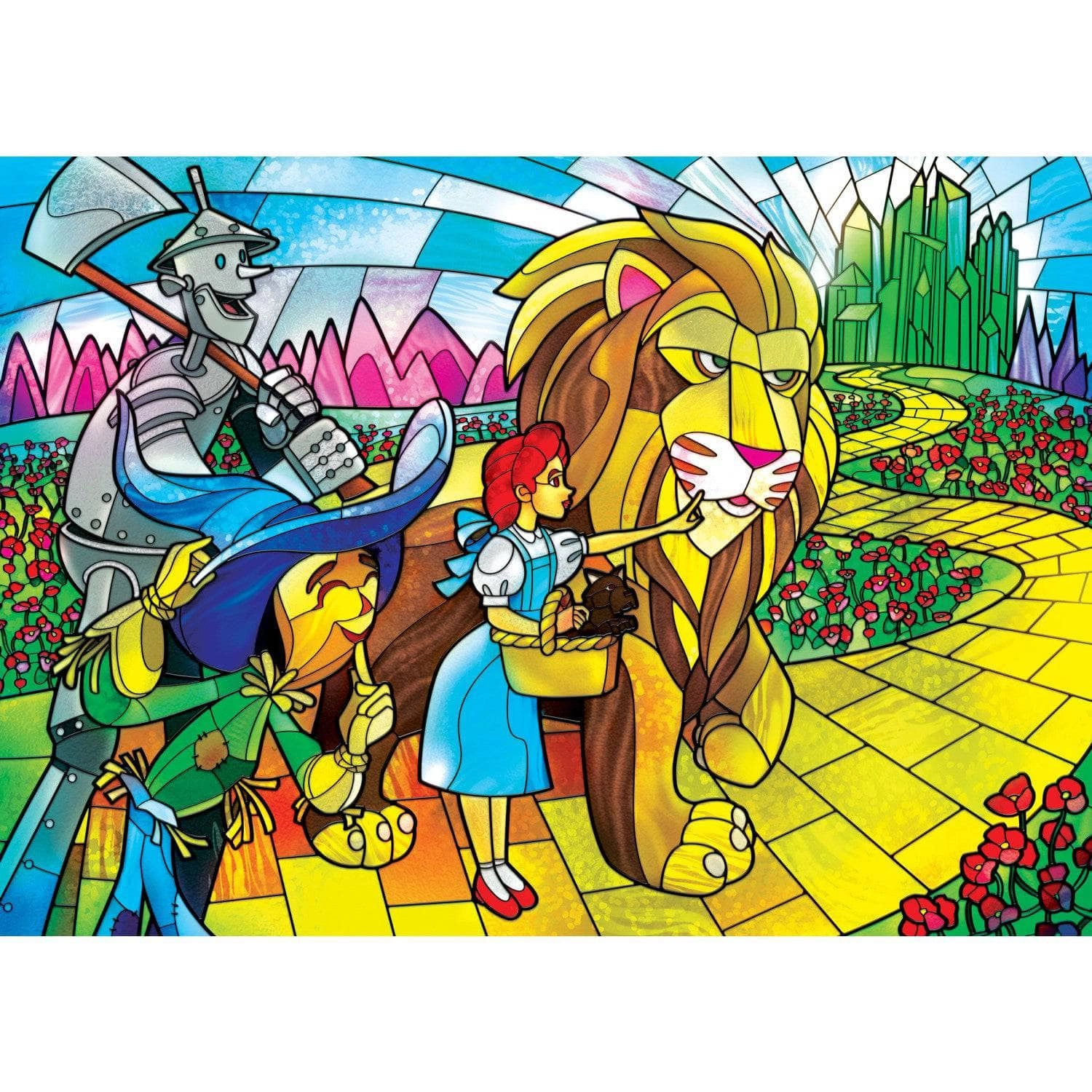 Stained Glass Wizard of Oz 500-Piece Puzzle featuring Tin Man, Lion and Dorothy (3) on Tampa Home & Garden Store