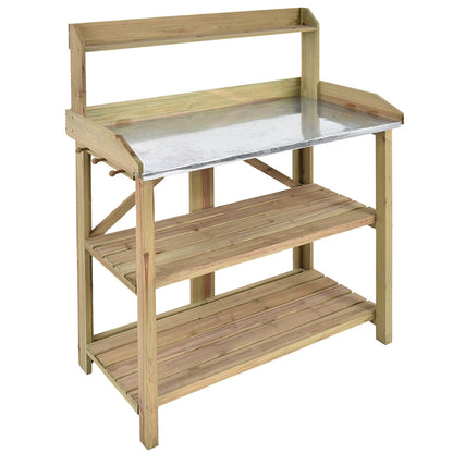 Banco de trabajo de madera para jardinería