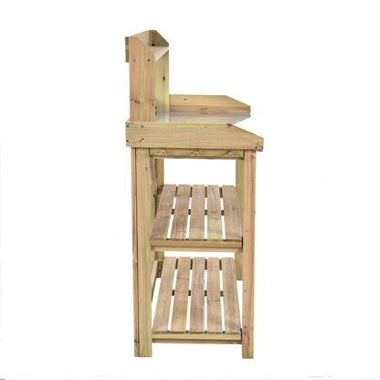 Banco de trabajo de madera para jardinería