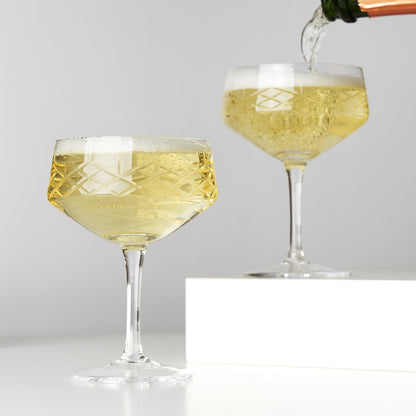 Lead Free Crystal Coupe Glasses and Cocktail Set