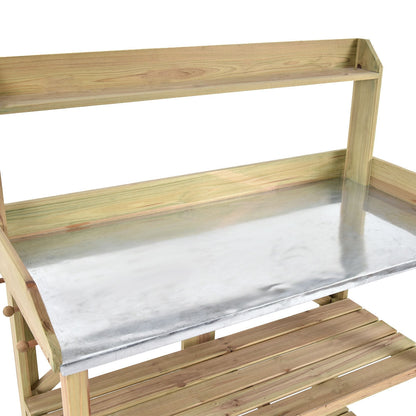 Banco de trabajo de madera para jardinería