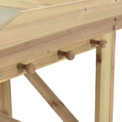 Banco de trabajo de madera para jardinería