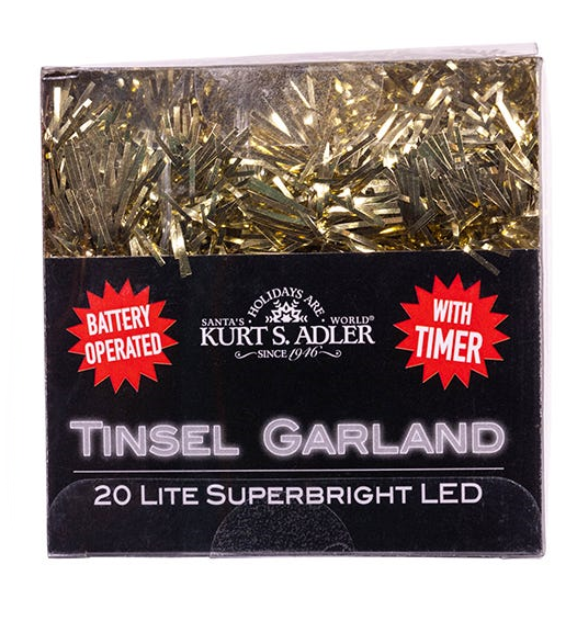 Guirlande lumineuse à paillettes - Fonctionne sur piles - Dorée