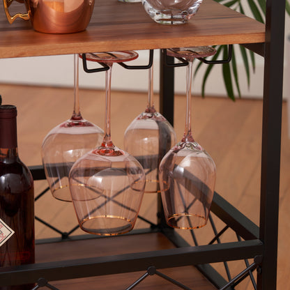 the modern manor rubberwood bar cart and tray