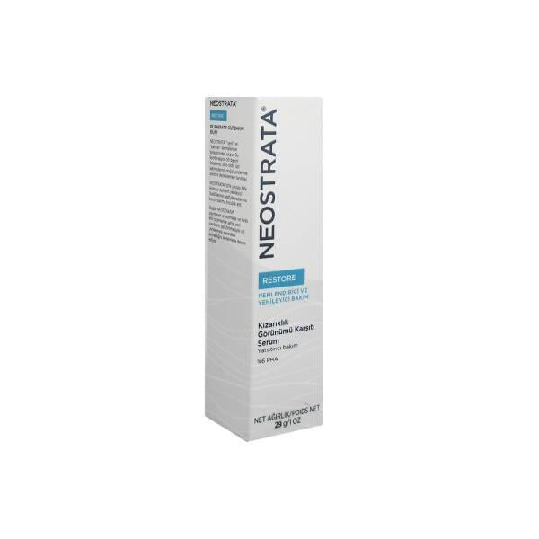 Neostrata Restore anti-redness serum box, white with blue accent, 29 g, upright packaging on Tampa Home & Garden Store