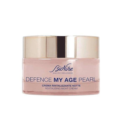 BioNike Defence My Age Pearl Revitalising Night Cream jar, pink glass, gold lid, 50ml on Tampa Home & Garden Store