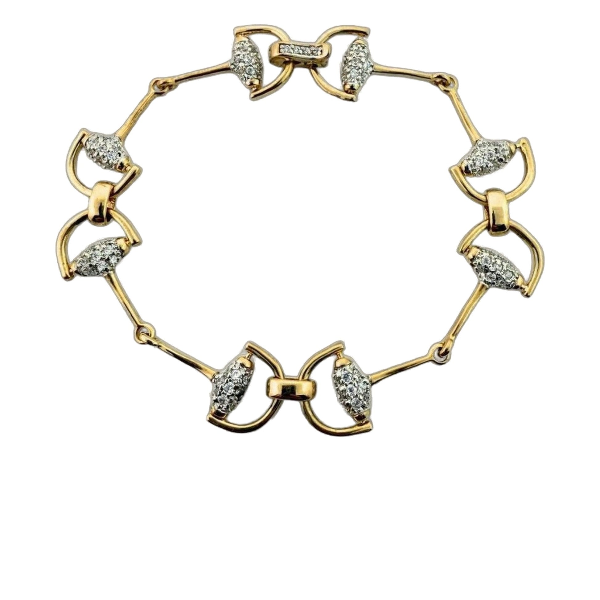 Equestrian Stirrup Bracelet by Lauren G Adams, two-tone gold with pavé diamonds on Tampa Home & Garden Store