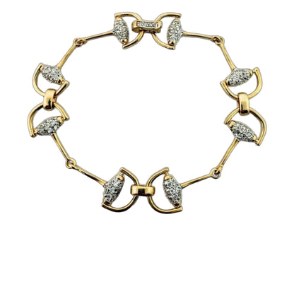 Equestrian Stirrup Bracelet by Lauren G Adams, two-tone gold with pavé diamonds on Tampa Home & Garden Store