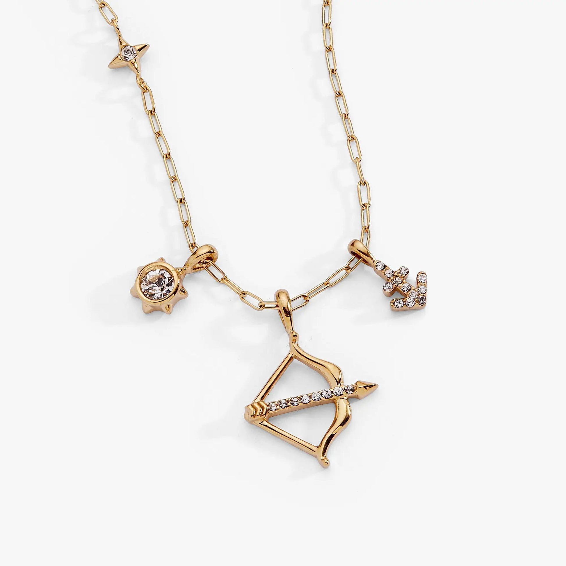 Sagittarius Zodiac Charm Cluster Necklace by Alex and Ani, gold-tone charms with crystals on Tampa Home & Garden Store