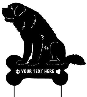 St. Bernard garden stake by Rustica Ornamentals; black silhouette on bone sign on Tampa Home & Garden Store
