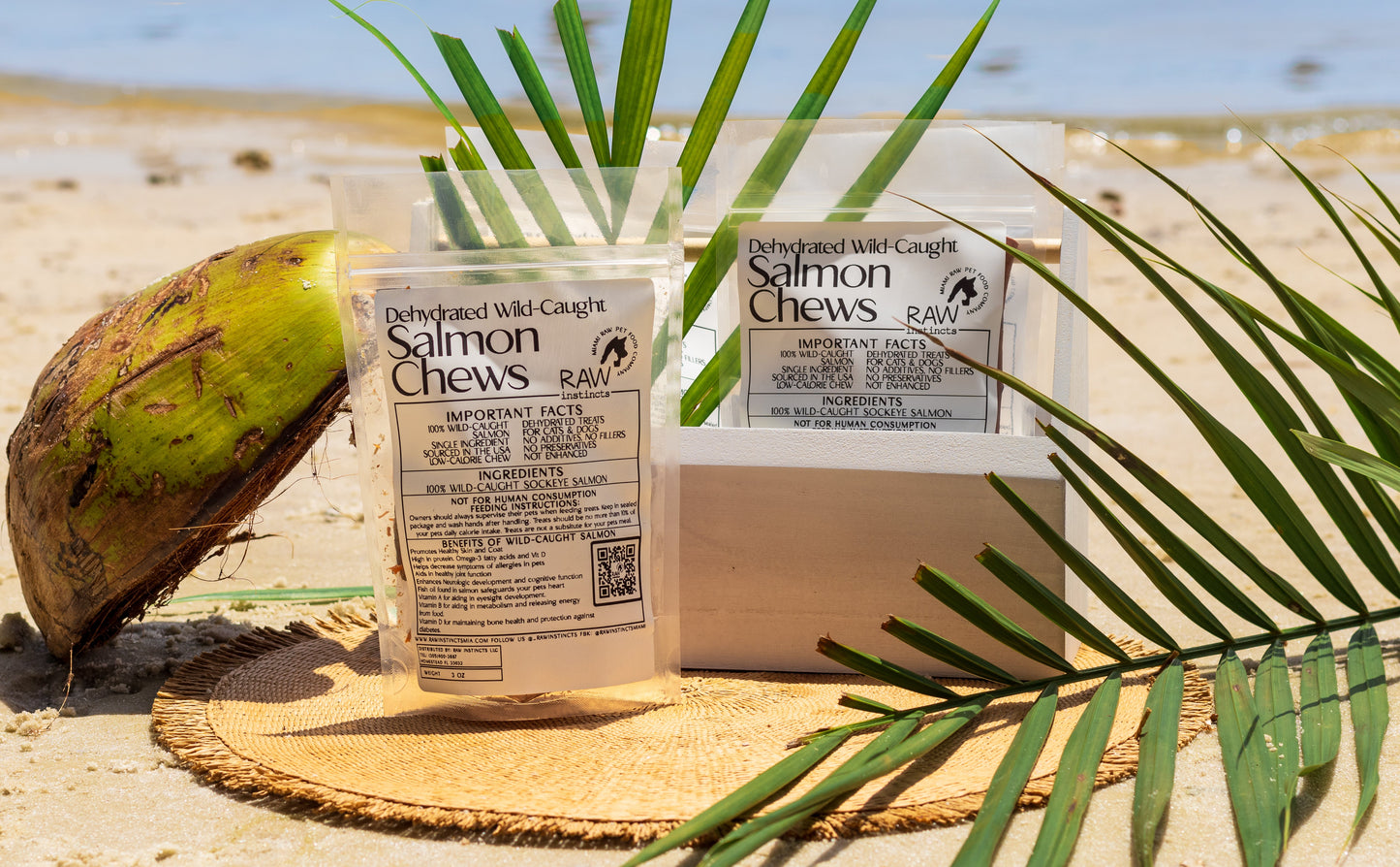 Masticables de salmón salvaje – 56 g | Raw Instincts | Premio rico en omega para perros y gatos