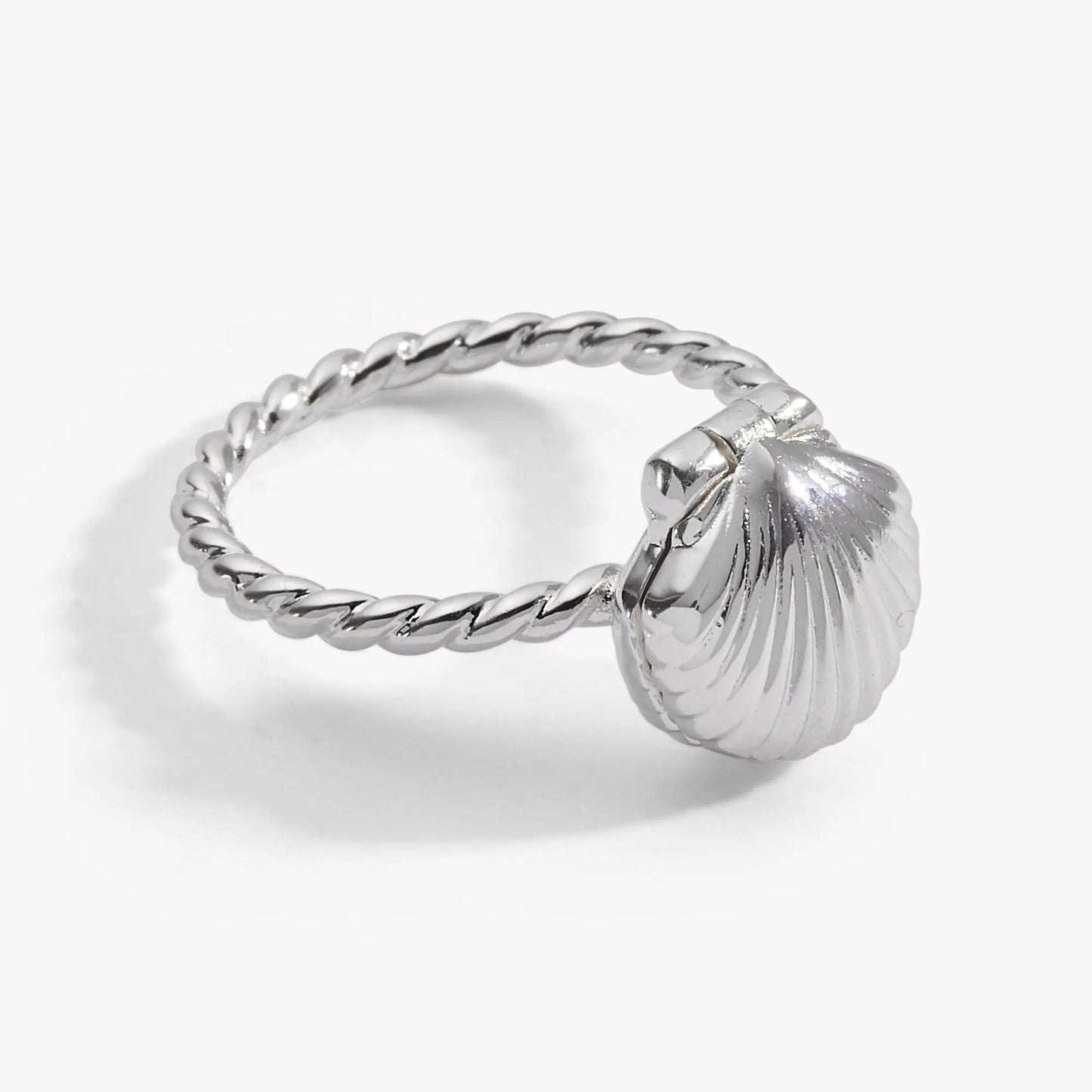 Ring Salt + Sea seashells locket with twisted rope band in silver by Alex and Ani on Tampa Home & Garden Store