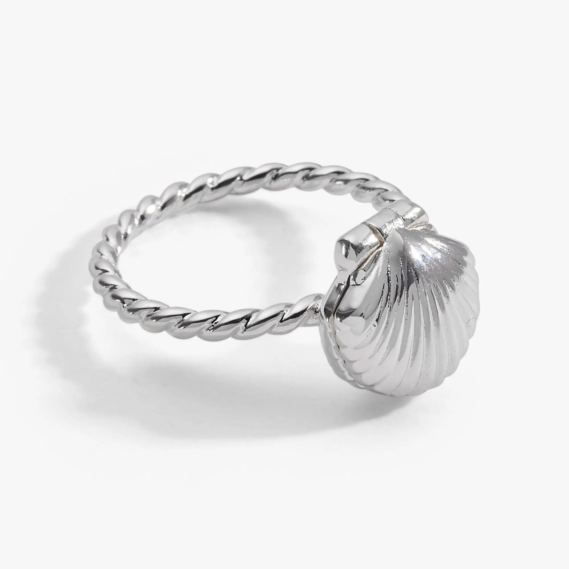 Ring Salt + Sea seashells locket with twisted rope band in silver by Alex and Ani on Tampa Home & Garden Store