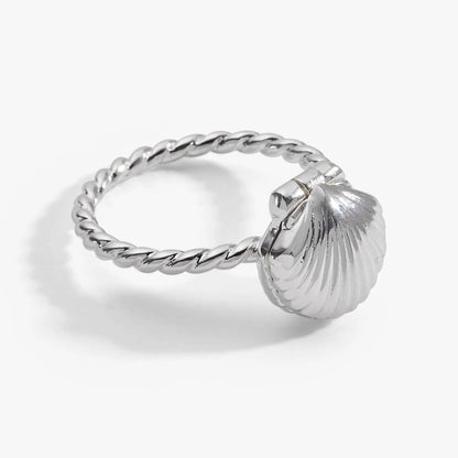 Ring Salt + Sea seashells locket with twisted rope band in silver by Alex and Ani on Tampa Home & Garden Store