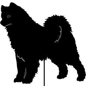 Samoyed garden stake silhouette in black metal, Rustica Ornamentals working dogs ornament on Tampa Home & Garden Store