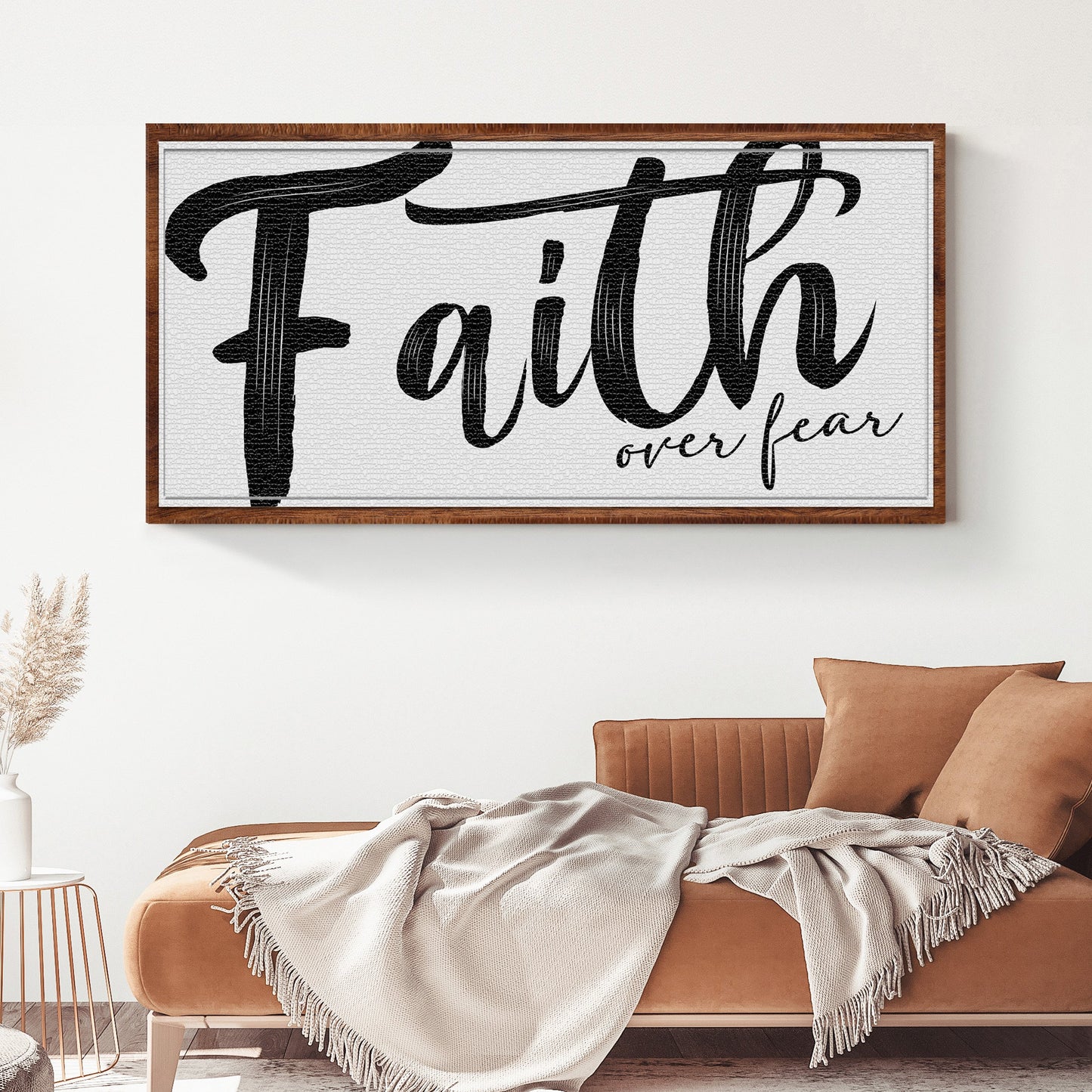 Faith Over Fear Faith Sign II canvas by Tailored Canvases with black script on white on Tampa Home & Garden Store