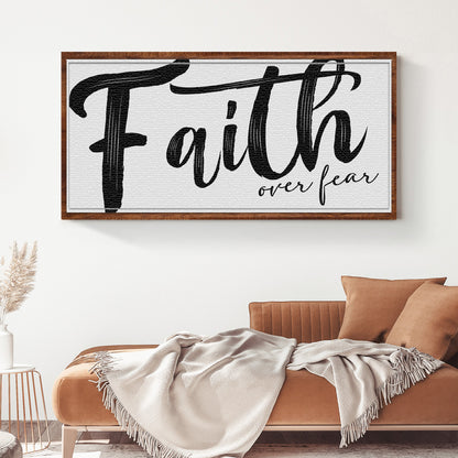Faith Over Fear Faith Sign II canvas by Tailored Canvases with black script on white on Tampa Home & Garden Store
