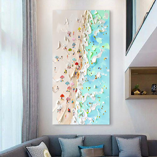 Beachfront Painting Coastal Canvas by Tailored Canvases; vertical beach and turquoise sea on Tampa Home & Garden Store