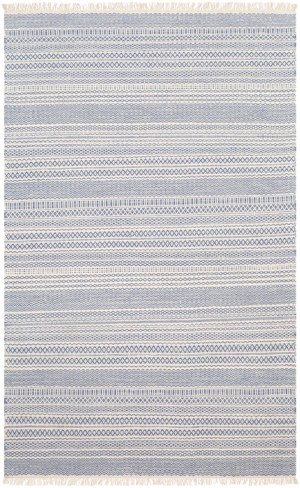 Sanc Blue/Cream Flatweave Wool Rug by Boutique Rugs, blue and cream striped design on Tampa Home & Garden Store