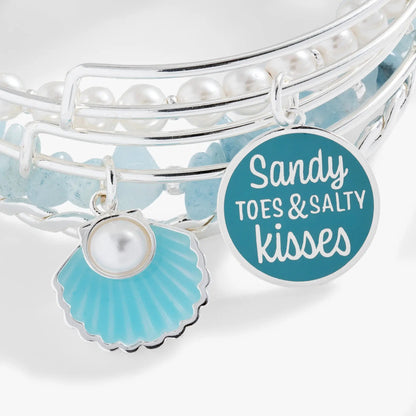 Beach Bangle Set of Five Seashell Charms