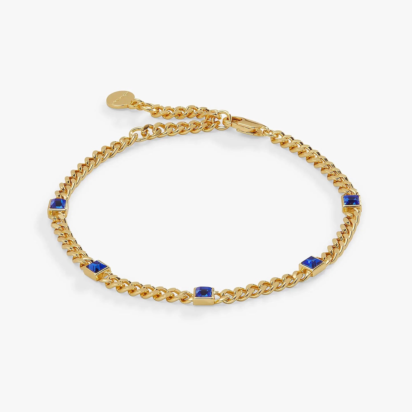September Birthstone Sapphire Curb Chain Bracelet gold-tone with blue sapphires by ALEX AND ANI on Tampa Home & Garden Store