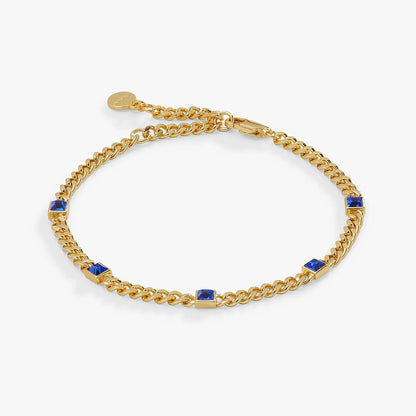 September Birthstone Sapphire Curb Chain Bracelet gold-tone with blue sapphires by ALEX AND ANI on Tampa Home & Garden Store