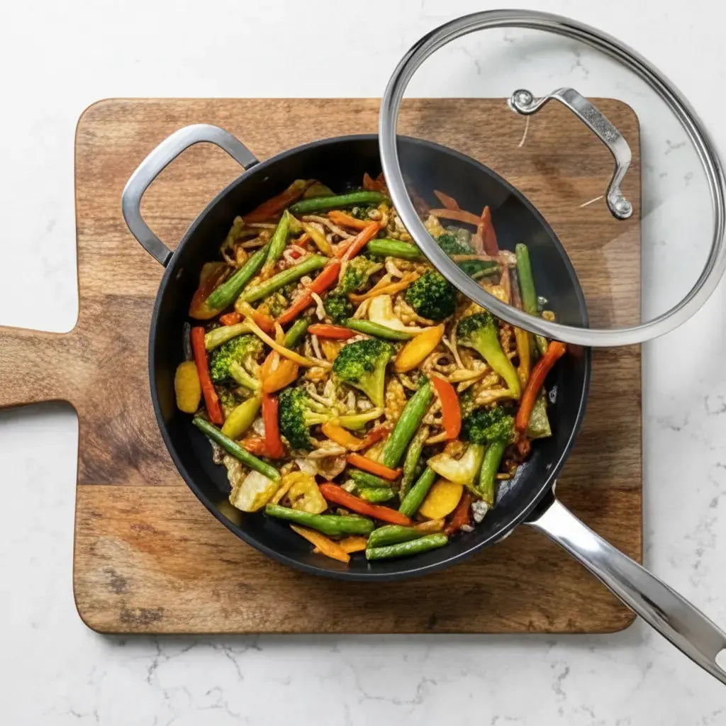 Ceramic nonstick sauté pan with lid, 4-Qt, black with glass lid on Tampa Home & Garden Store