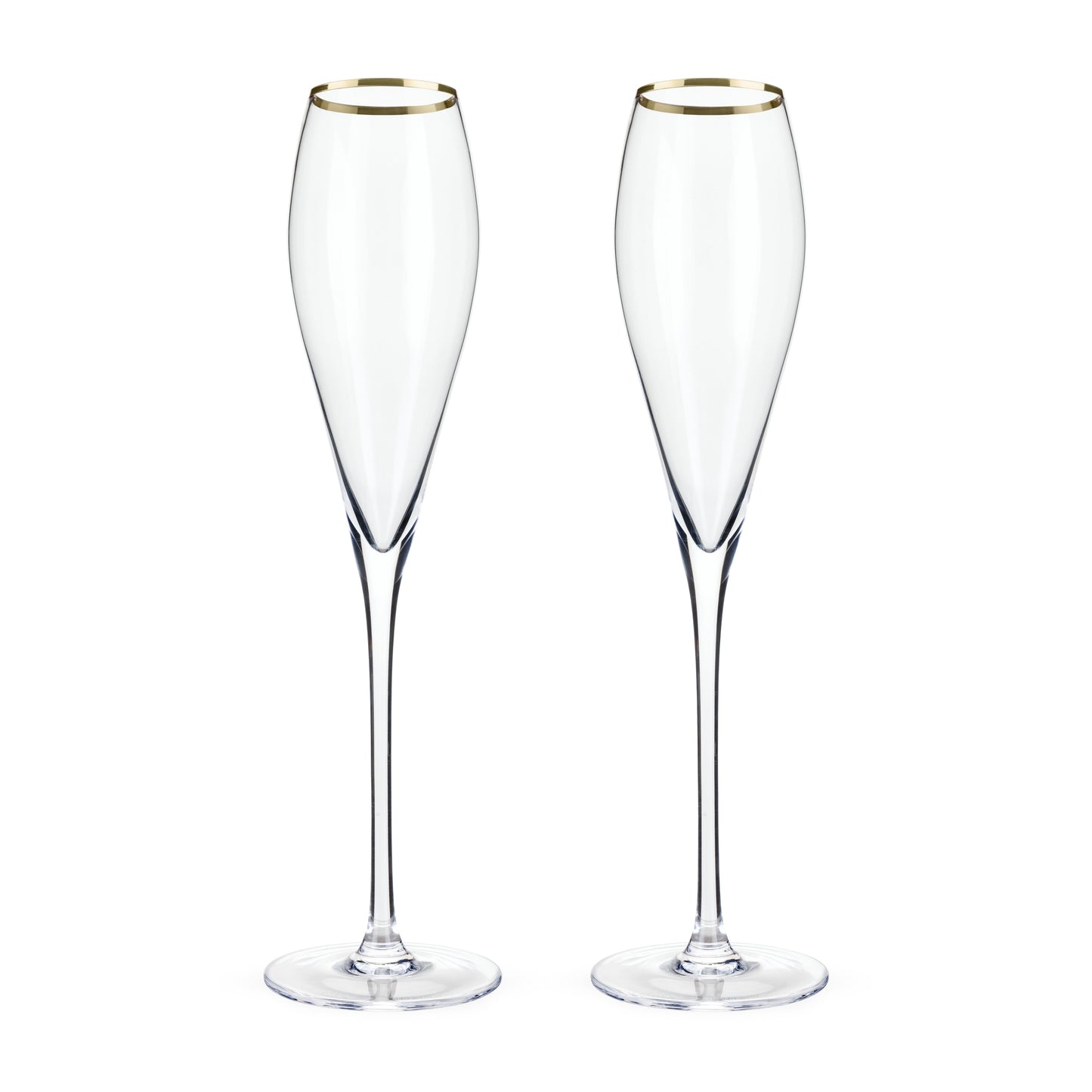 Gold Rimmed Crystal Champagne Flute Set of Two