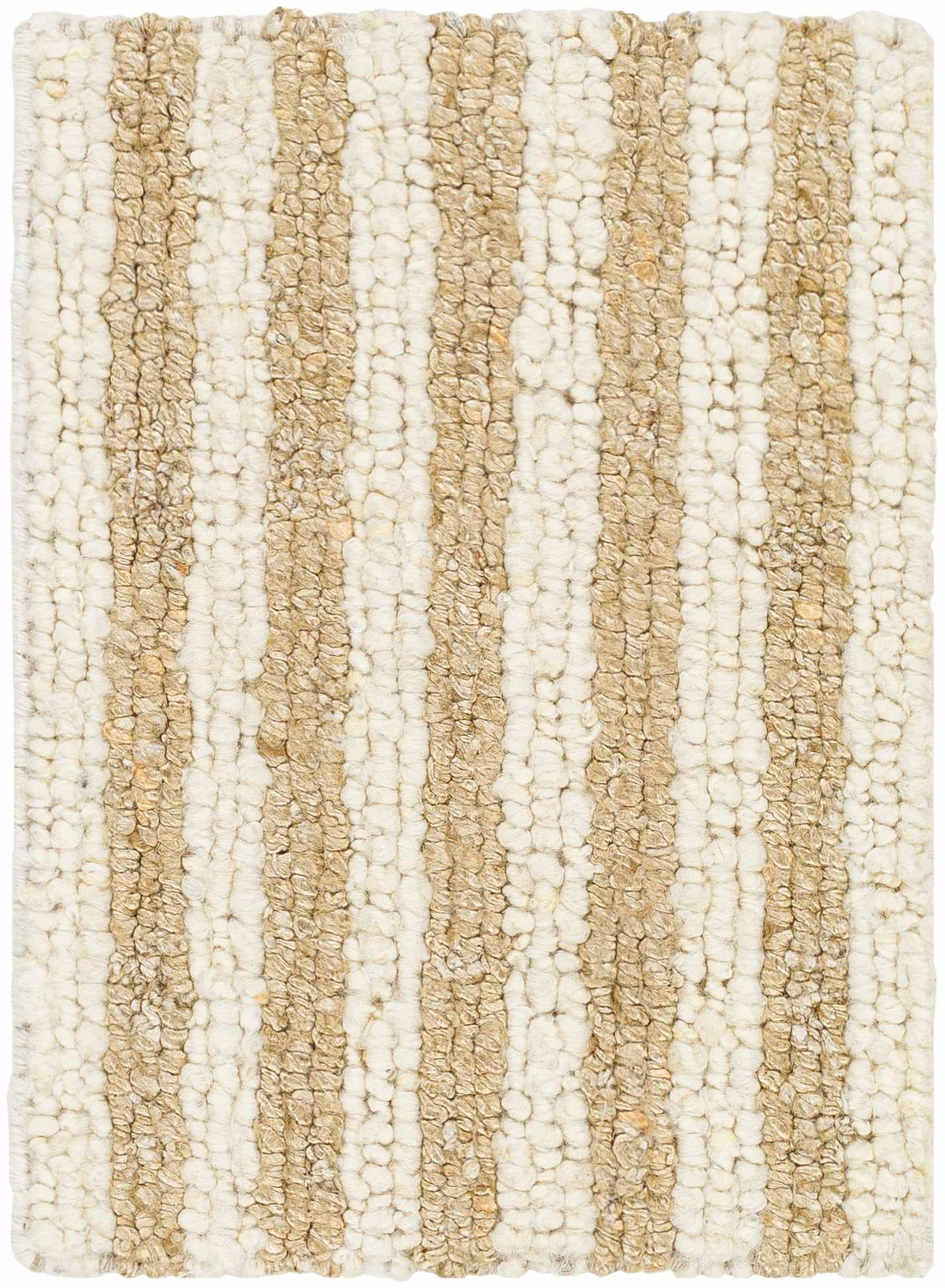 Saku Cream Striped Wool Rug beige boucle stripes thick textured rug Boutique Rugs on Tampa Home & Garden Store