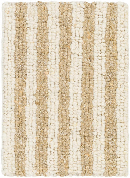 Saku Cream Striped Wool Rug beige boucle stripes thick textured rug Boutique Rugs on Tampa Home & Garden Store