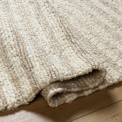 Saku Cream Striped Wool Rug by Boutique Rugs, cream boucle texture clearance on Tampa Home & Garden Store