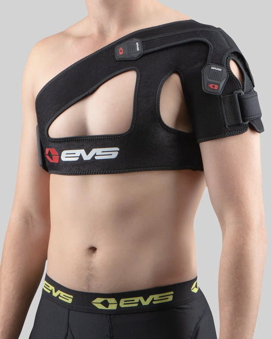 SB03 Shoulder Support with X Strap in black neoprene by EVS Sports on Tampa Home & Garden Store