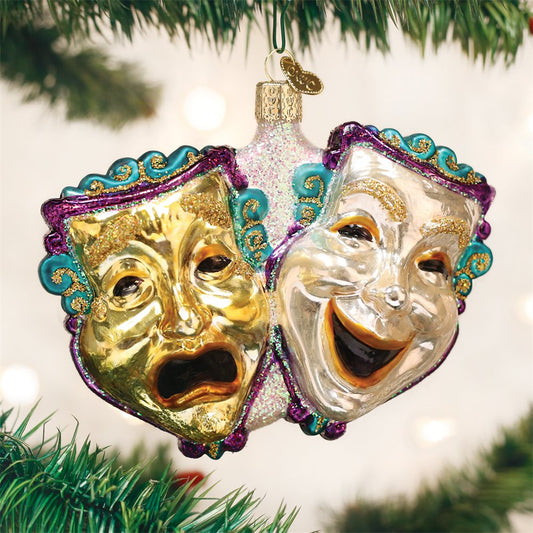 Comedy And Tragedy Glass Ornament - Tampa Home & Garden Store