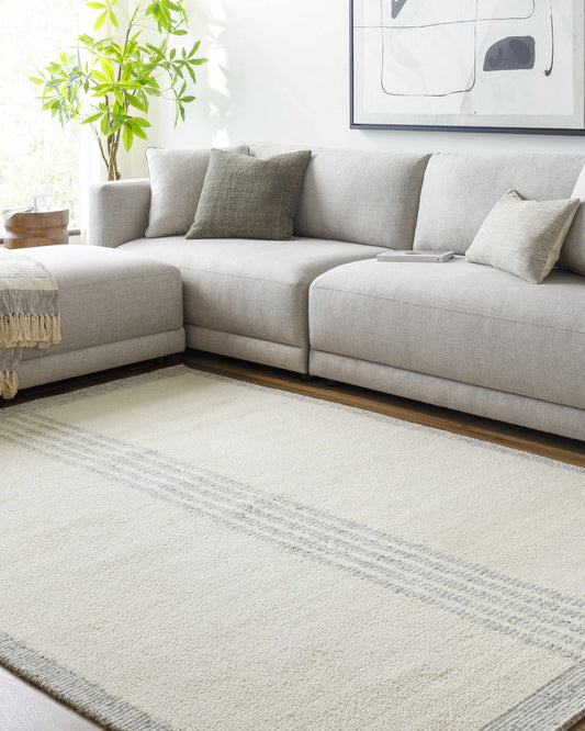 Ande Cream Area Rug by Boutique Rugs, light textured woven rug for living room on Tampa Home & Garden Store