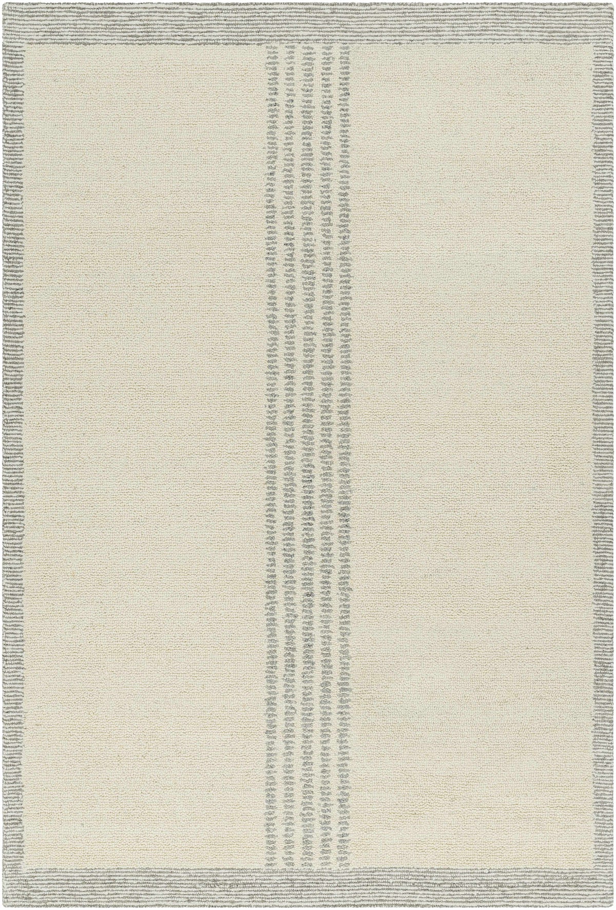 Ande Cream Area Rug by Boutique Rugs, cream field with gray vertical stripe accents on Tampa Home & Garden Store