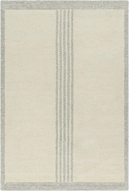 Ande Cream Area Rug by Boutique Rugs, cream field with gray vertical stripe accents on Tampa Home & Garden Store