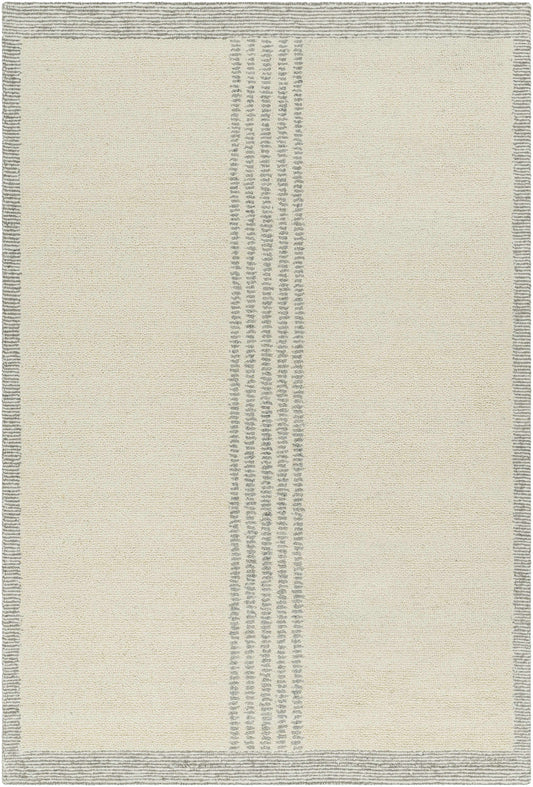 Ande Cream Area Rug by Boutique Rugs, cream field with gray vertical stripe accents on Tampa Home & Garden Store