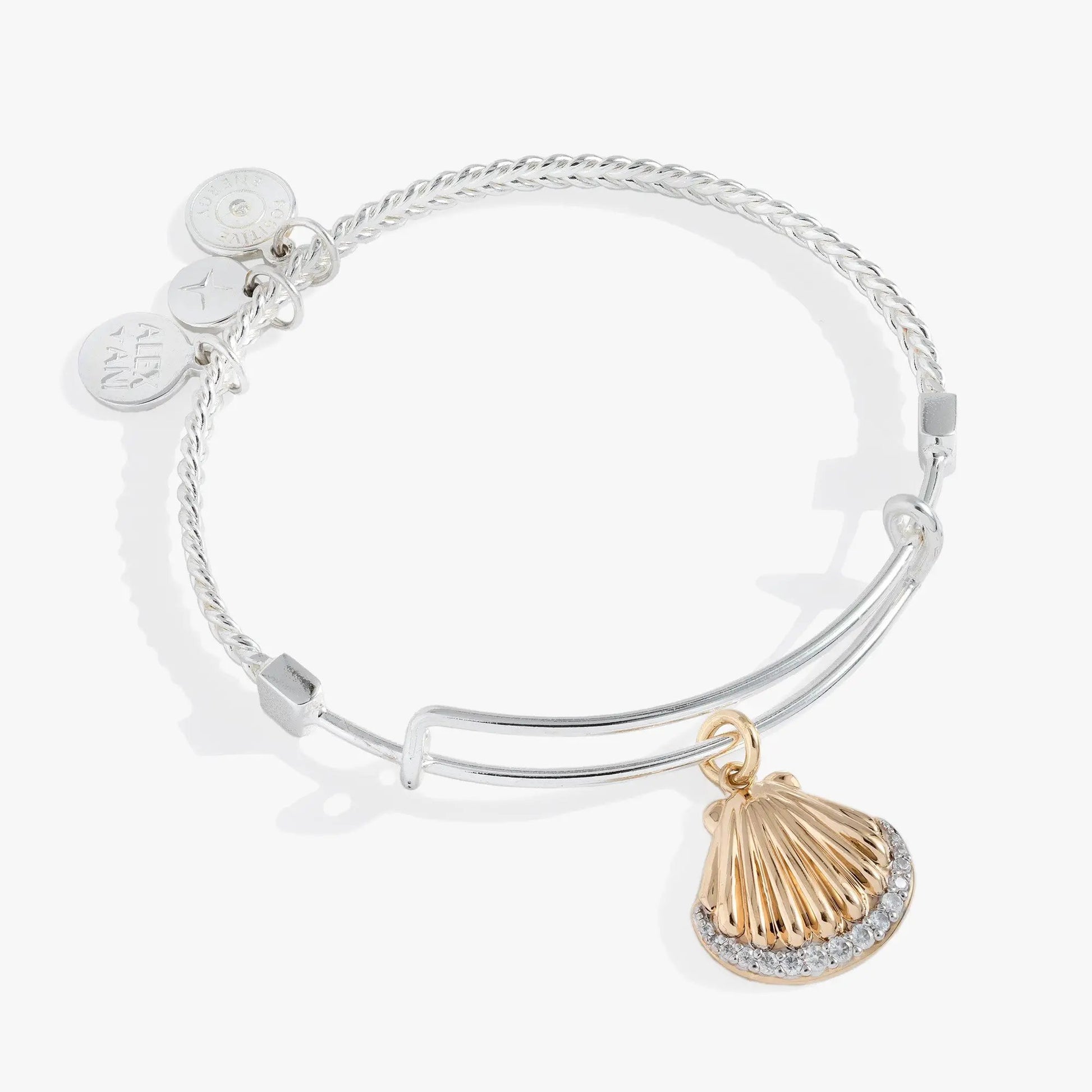 Textured scallop seashell charm bangle, shell detail on silver-tone bracelet ALEX AND ANI on Tampa Home & Garden Store