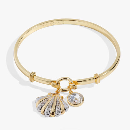 Seashell Tension Bangle with Two Tone Silver Gold