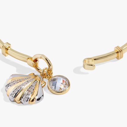 Seashell Tension Bangle with Two Tone Silver Gold
