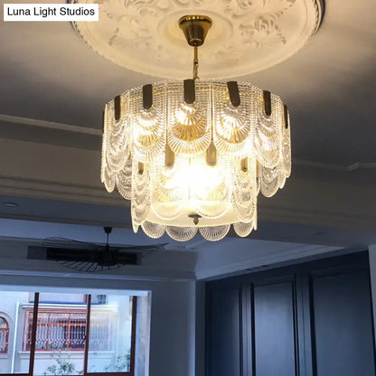 Textured Glass Brass Chandelier Decorbites, brass frame with textured glass panels on Tampa Home & Garden Store