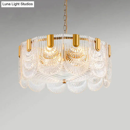 Textured Glass Brass Chandelier with gold hardware by Decorbites on Tampa Home & Garden Store