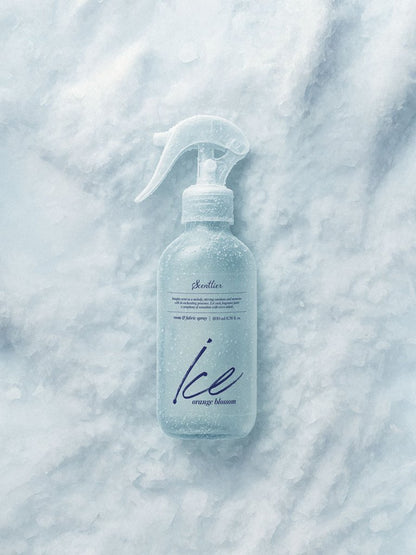 Scentlier Ice Orange Blossom Room & Fabric Spray 200ml, icy blue bottle with spray nozzle on Tampa Home & Garden Store