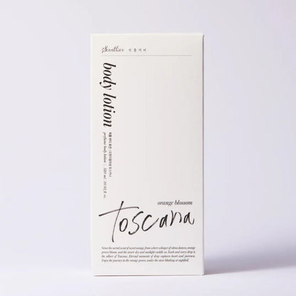 Scentlier orange blossom body lotion Seoulia box with white packaging on Tampa Home & Garden Store