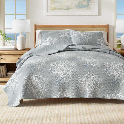 Fenwick Coral Coastal Quilt Set and Throw