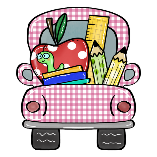 School Sign, Pink School Truck Sign, wood sign, DECOE-W-048-DH - Tampa Home & Garden Store