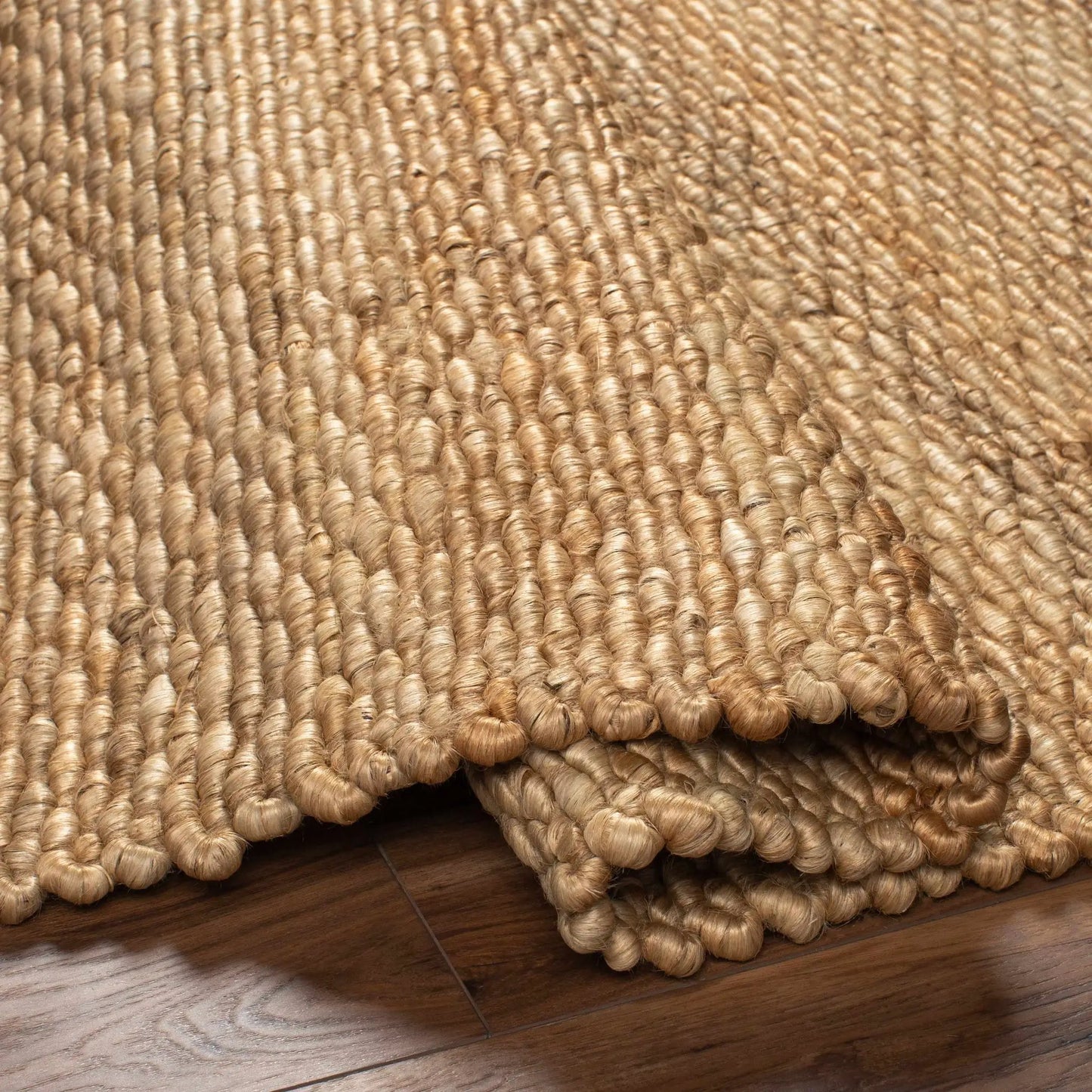 Olof Hand Woven Jute Rug natural tan looped weave closeup by Boutique Rugs on Tampa Home & Garden Store