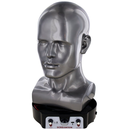 SCREAMIUM motorized mannequin head Halloween display with sound gray light and volume controls on Tampa Home & Garden Store