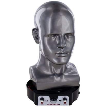 Motorized Halloween mannequin head display with sound effects dark gray plastic SCREAMIUM on Tampa Home & Garden Store